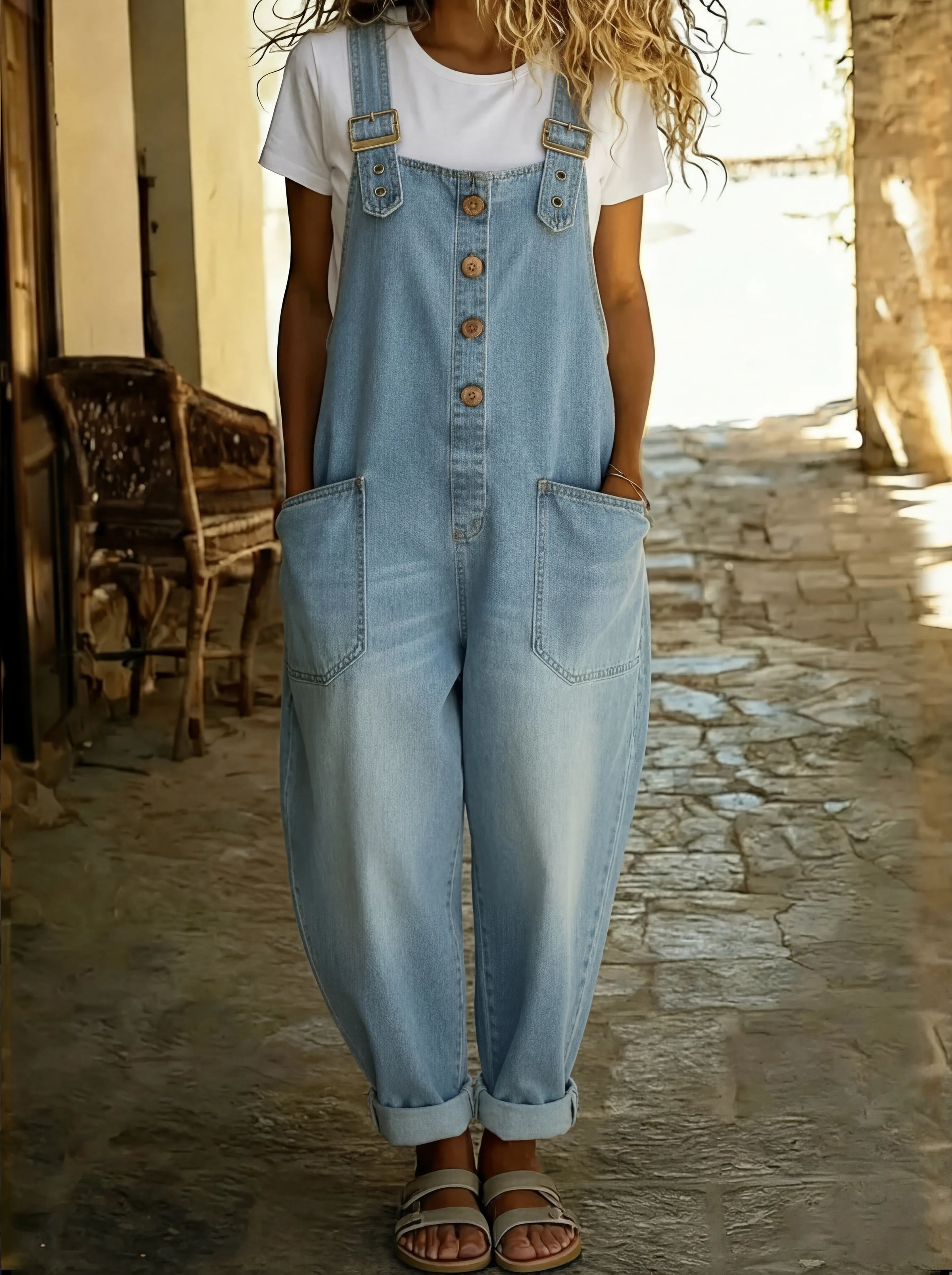 Rocio™ | Casual Denim Jumpsuit with Adjustable Buckle