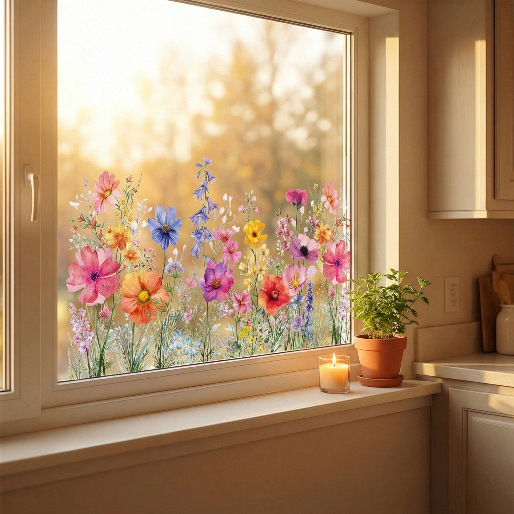 Florenza – Watercolor Wildflower Window Clings