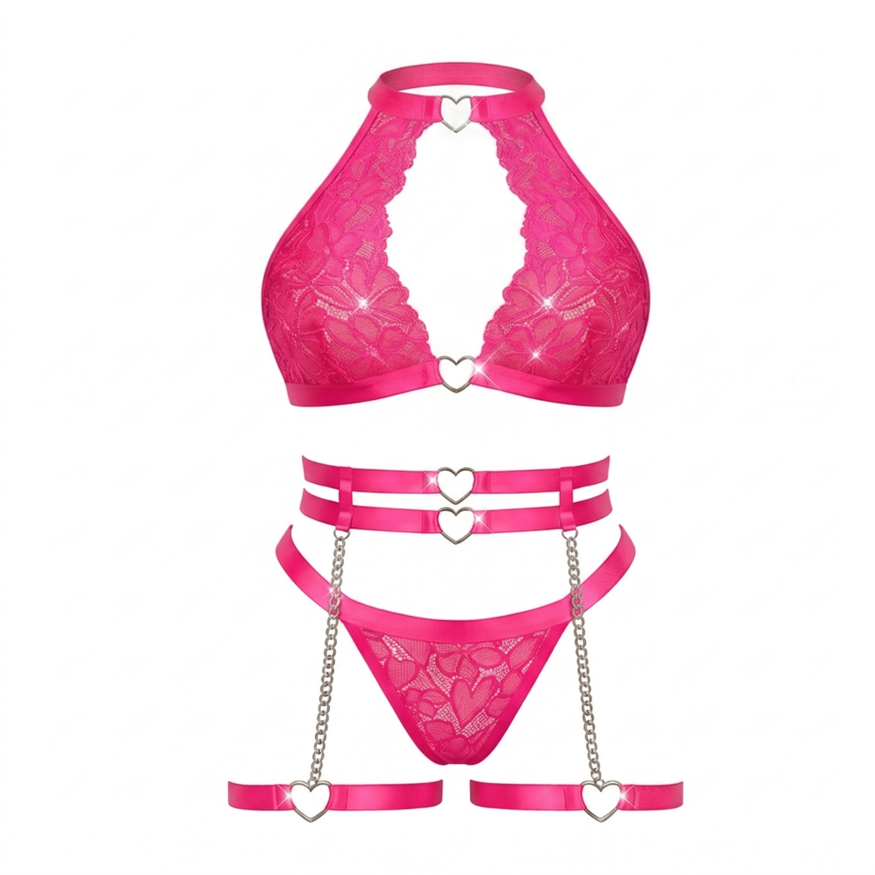 Adoré – Heart Chain Lace Garter Lingerie Set
