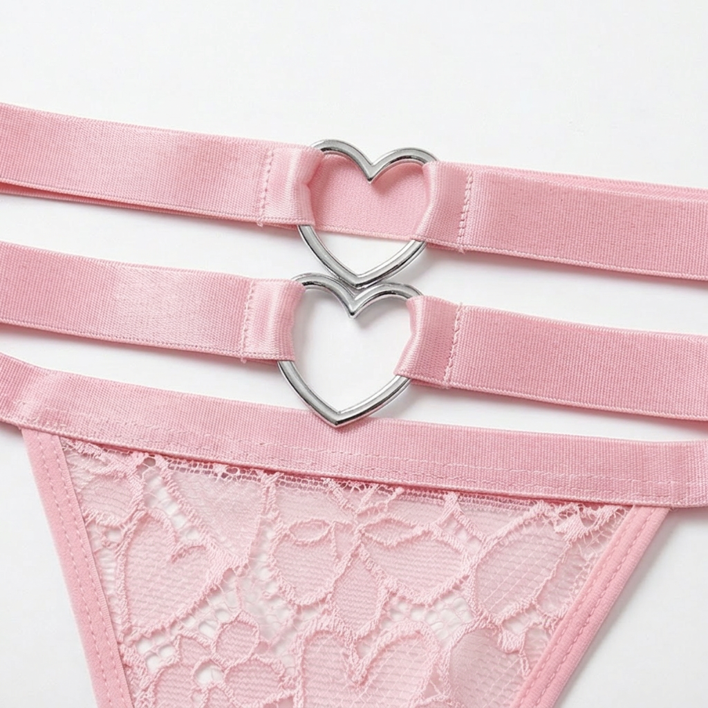 Adoré – Heart Chain Lace Garter Lingerie Set