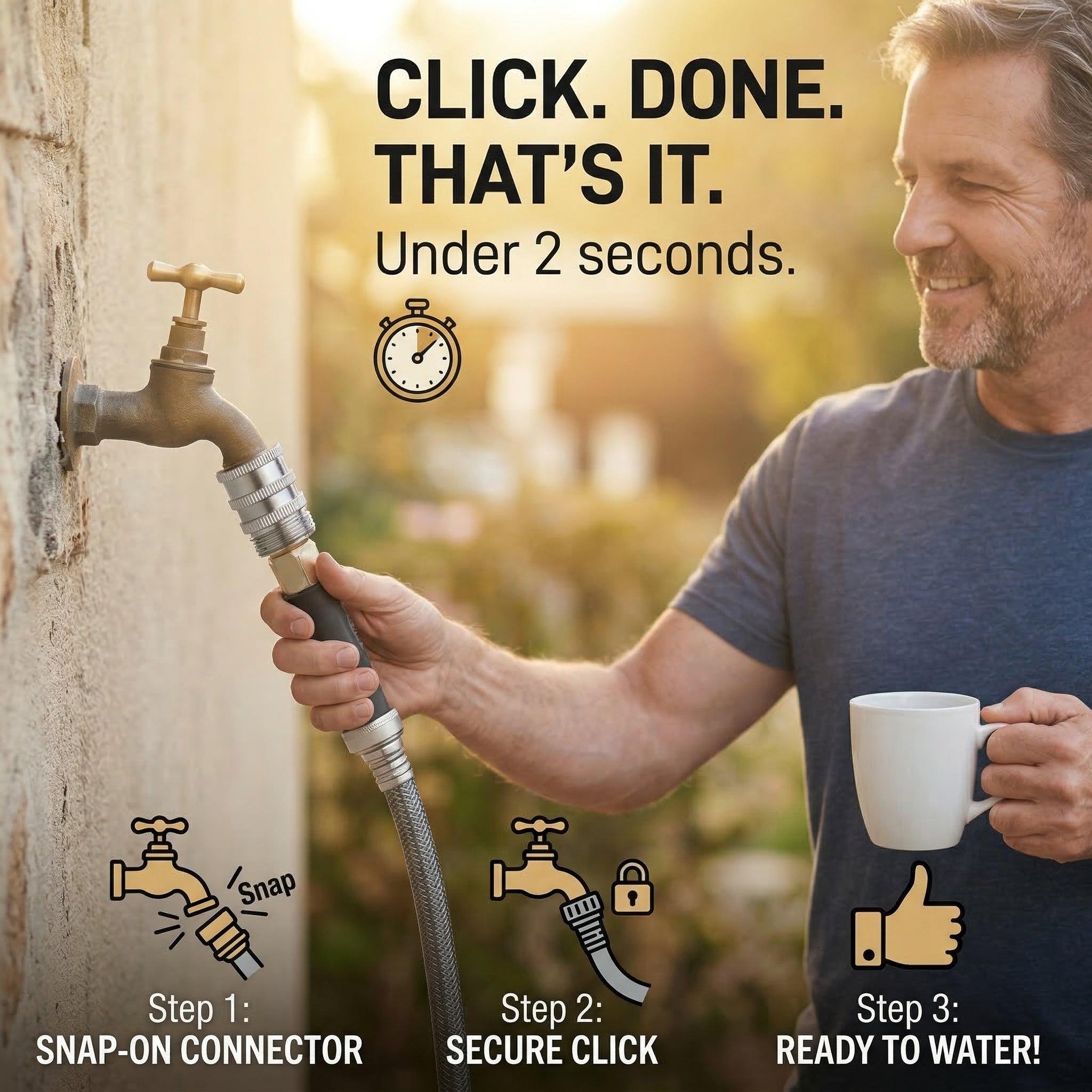 Flowsnap - Stainless Steel Garden Hose Quick Connect Set