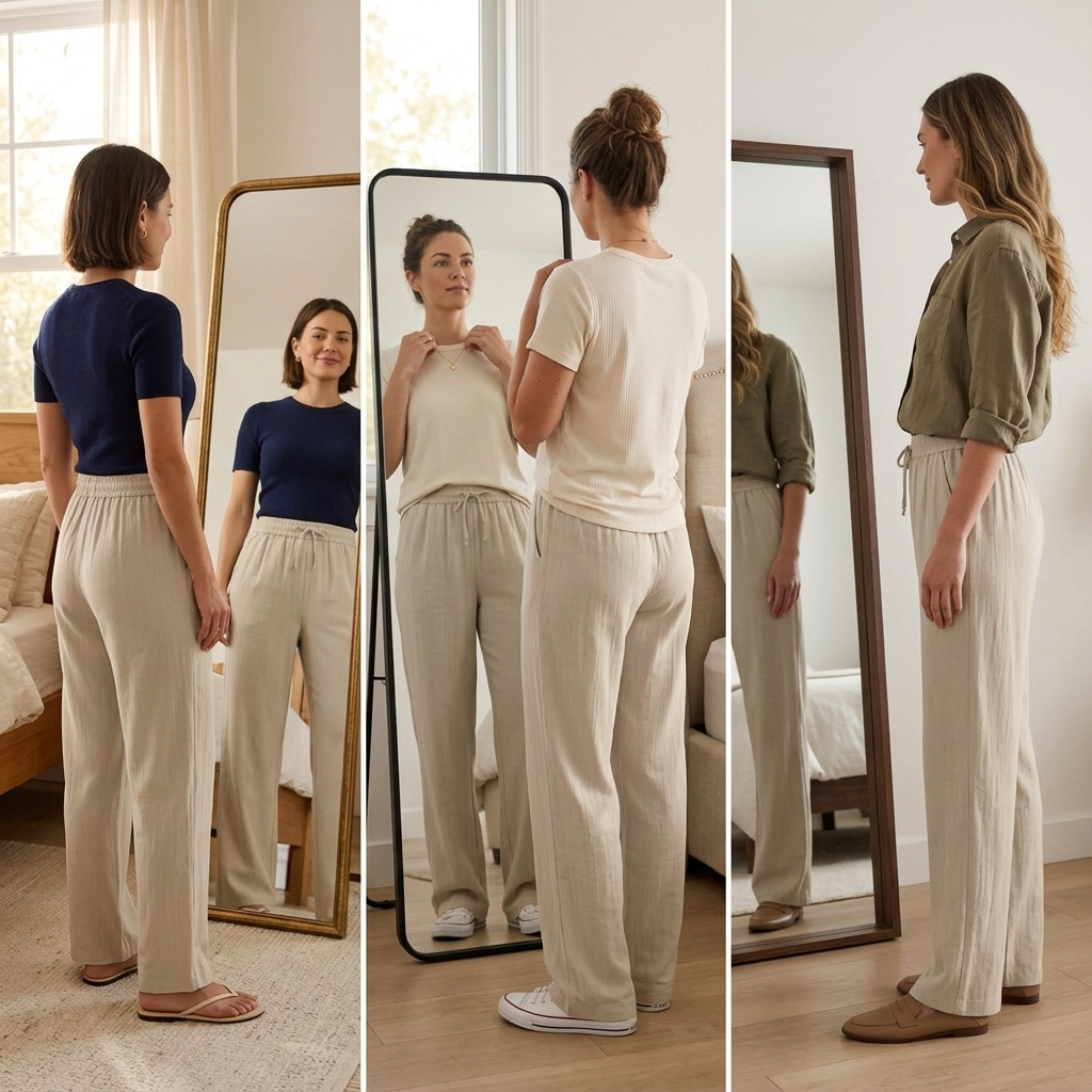 Linara – Women's Wide Leg Linen Look Drawstring Trousers