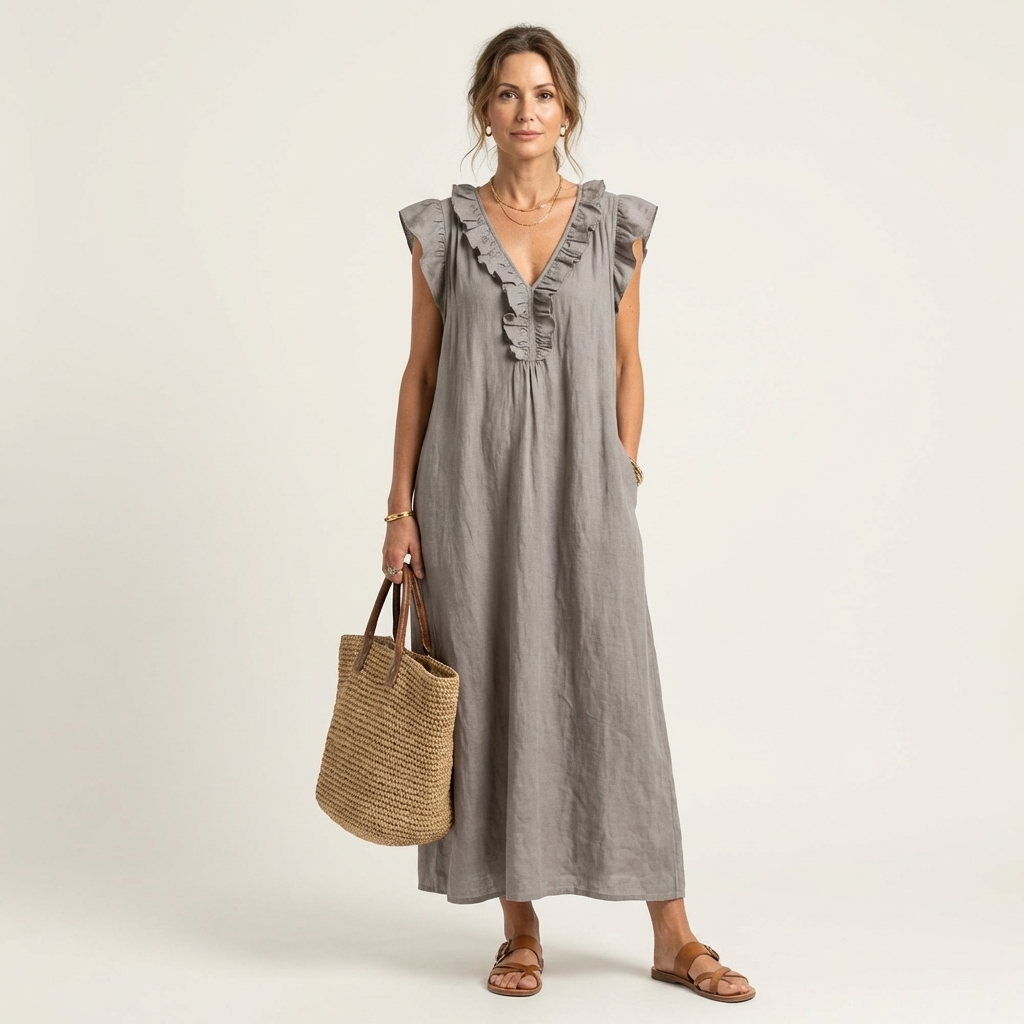 Long Dress Josette - Fluid Elegance with Ruffles
