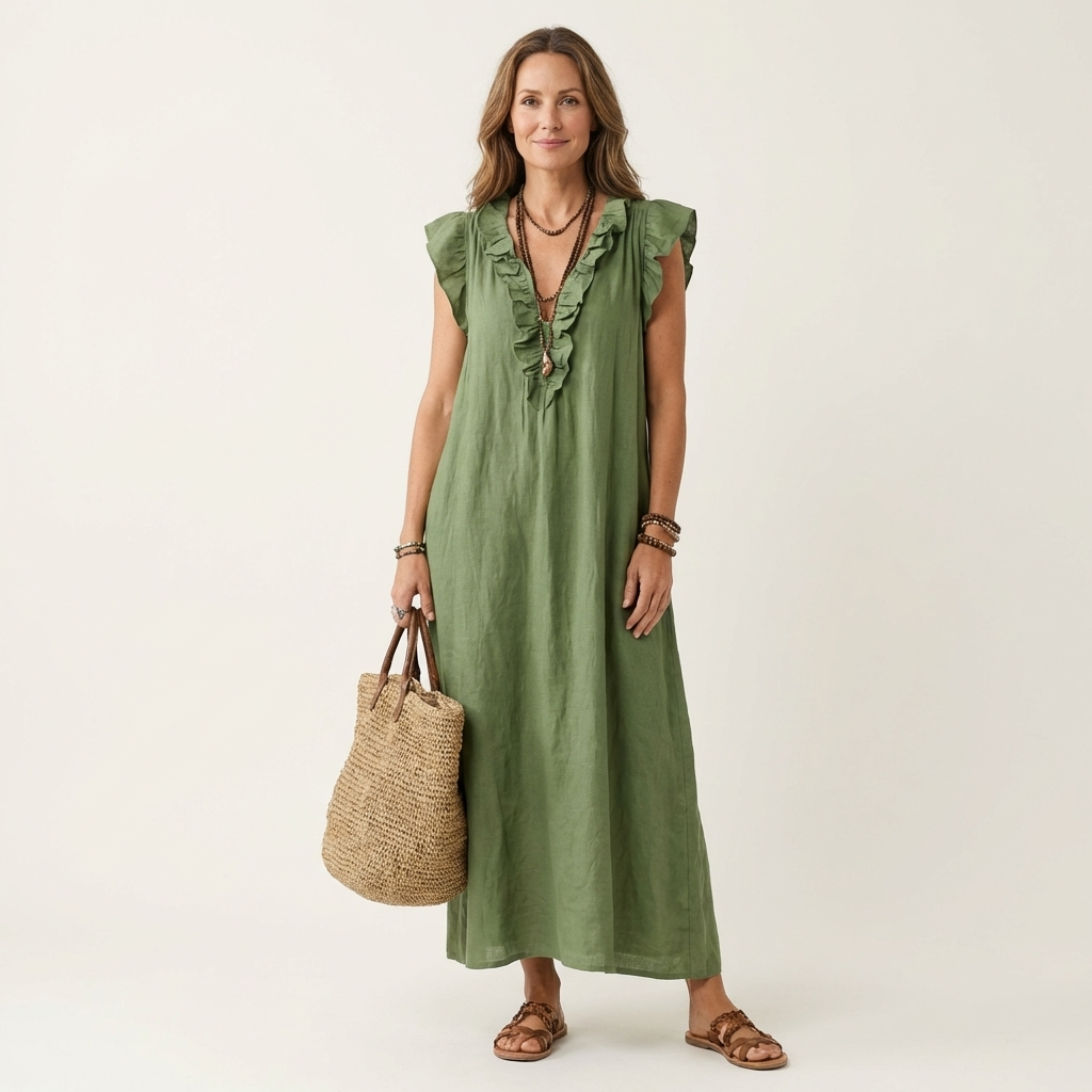 Long Dress Josette - Fluid Elegance with Ruffles