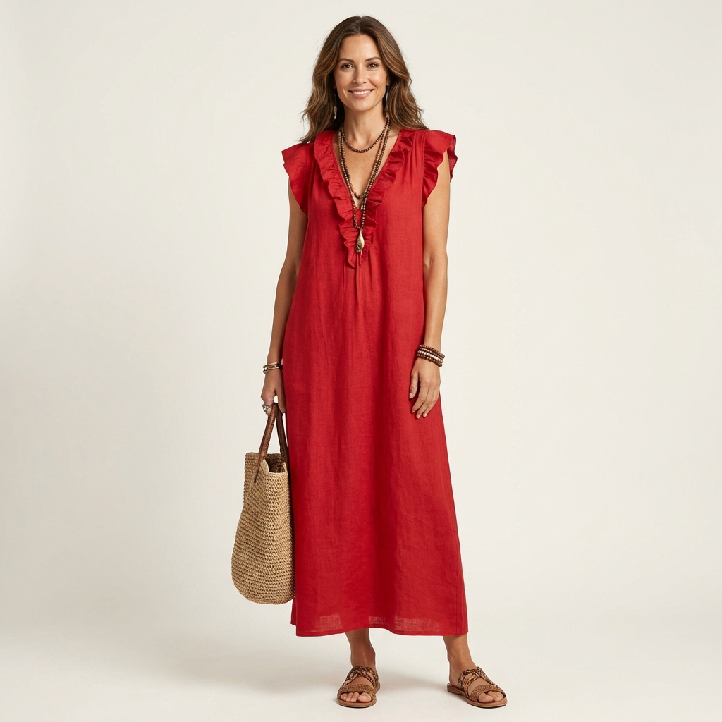 Long Dress Josette - Fluid Elegance with Ruffles