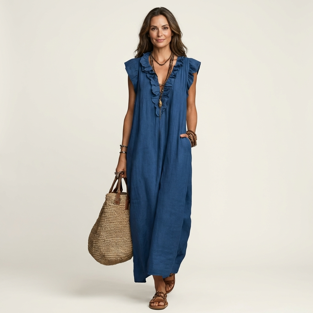Long Dress Josette - Fluid Elegance with Ruffles