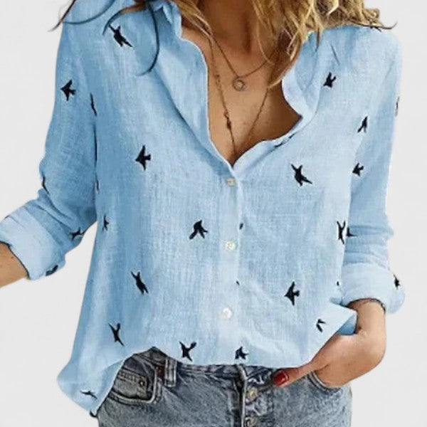 Faith | Women’s Linen V Neck Button Blouse