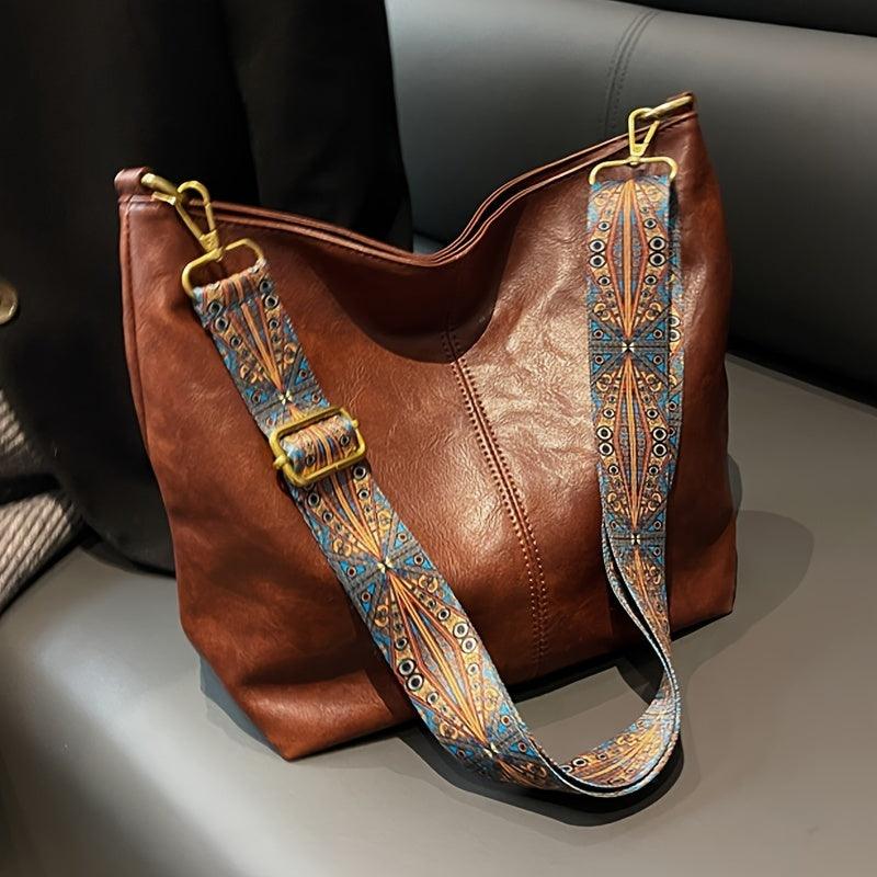 Embjørg | Classic Shoulder Bag with Adjustable Patterned Strap