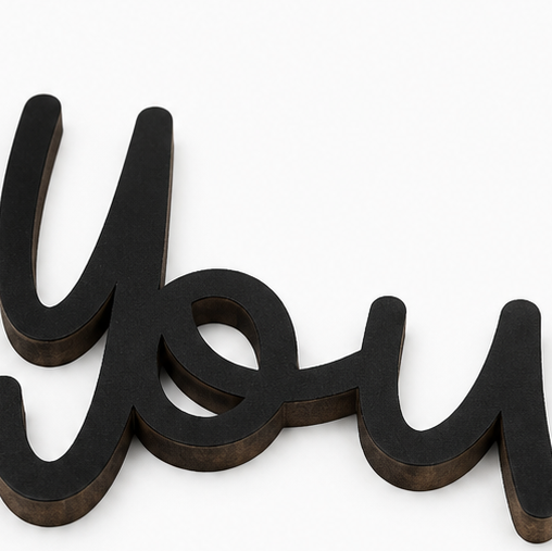 Homely – Love You Bye Wood Wall Script Set with Heart Accent