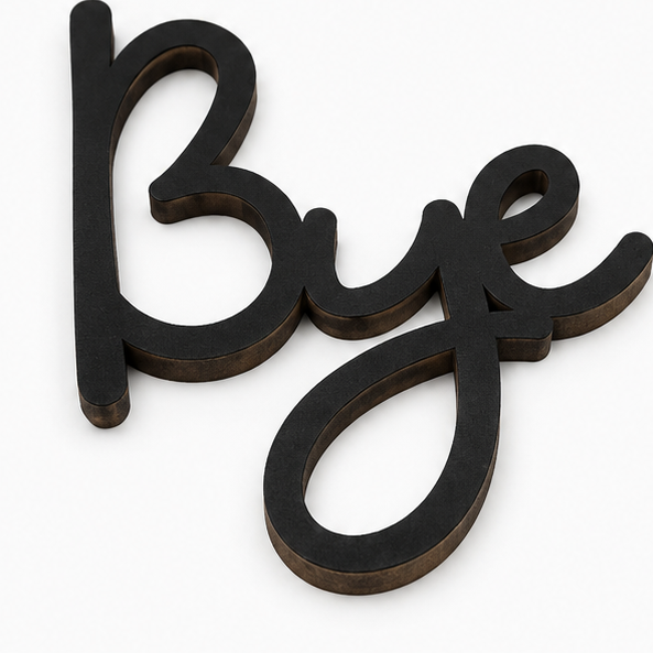 Homely – Love You Bye Wood Wall Script Set with Heart Accent