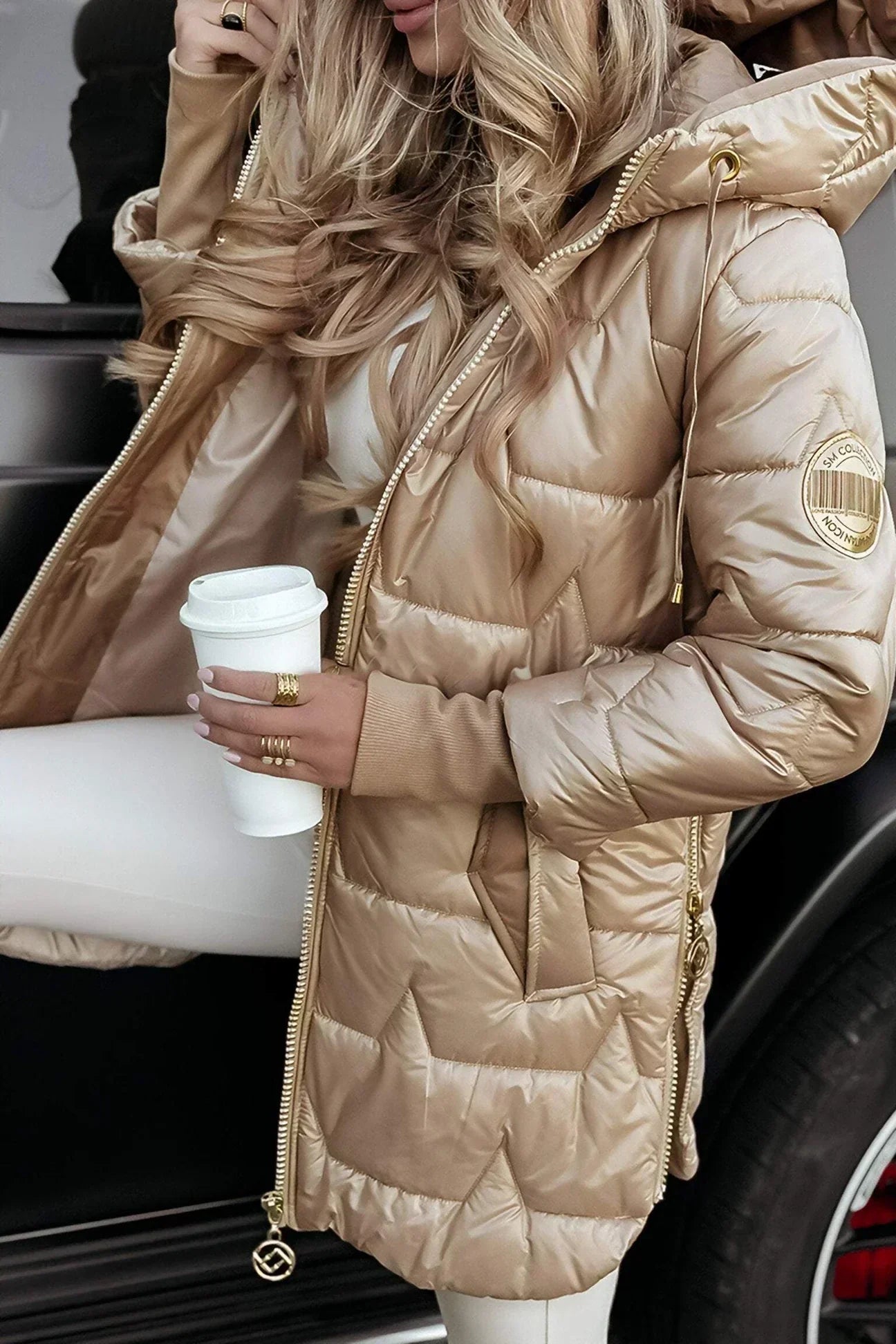 Lina™ | Long, Warm Quilted Jacket with a Generous Hood