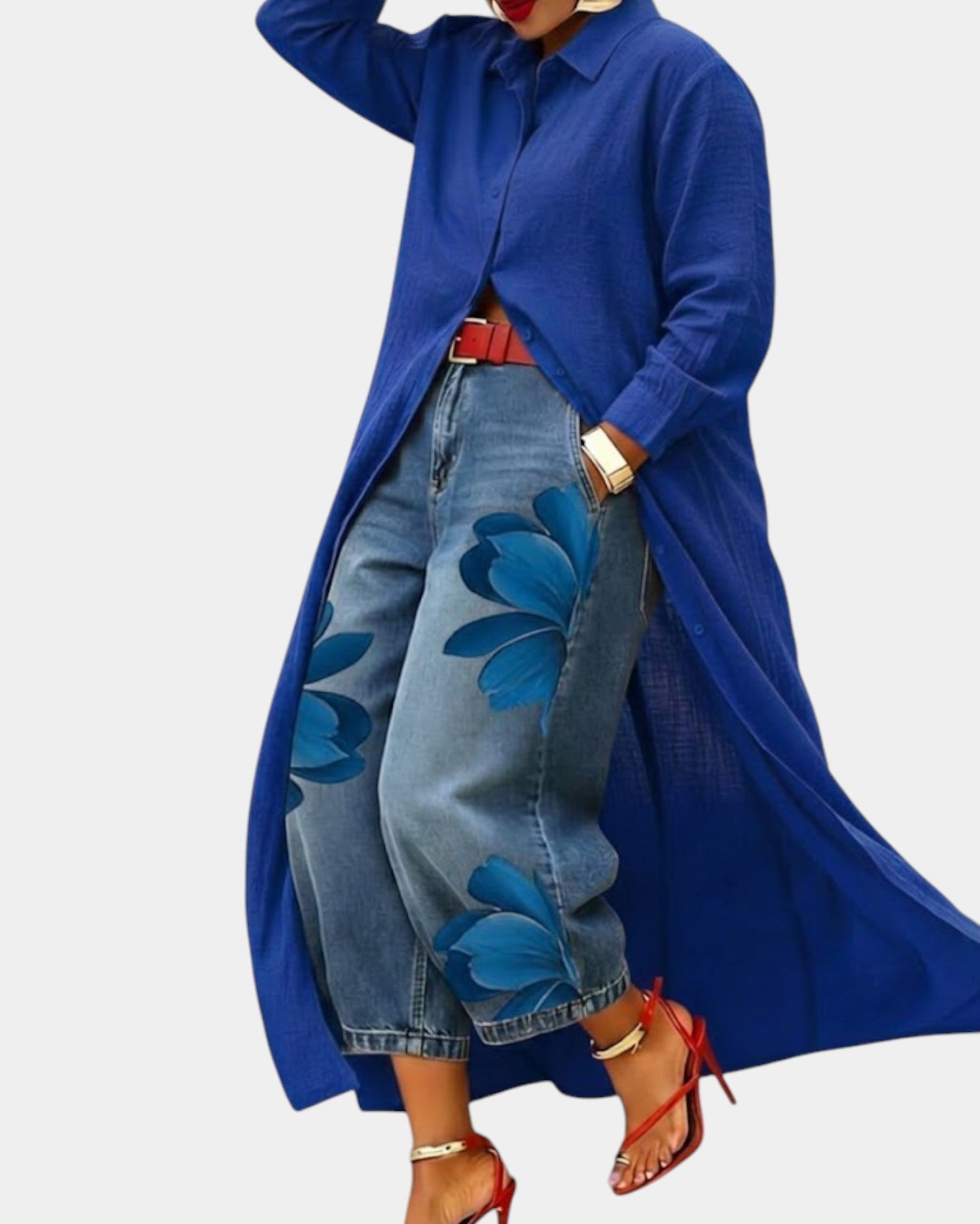 Céliane | Complete outfit with wide denim pants