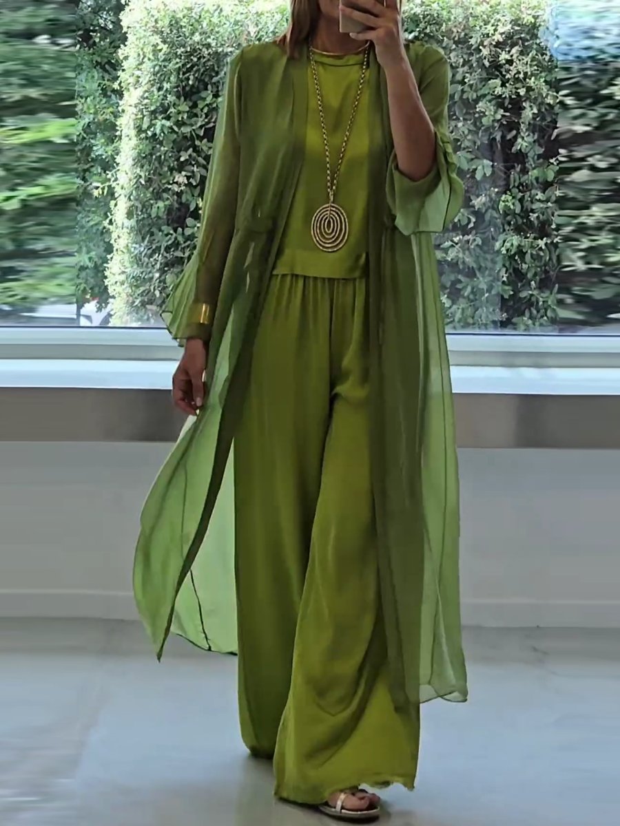 Margaret | Elegant Wide Leg Three Piece Summer Set