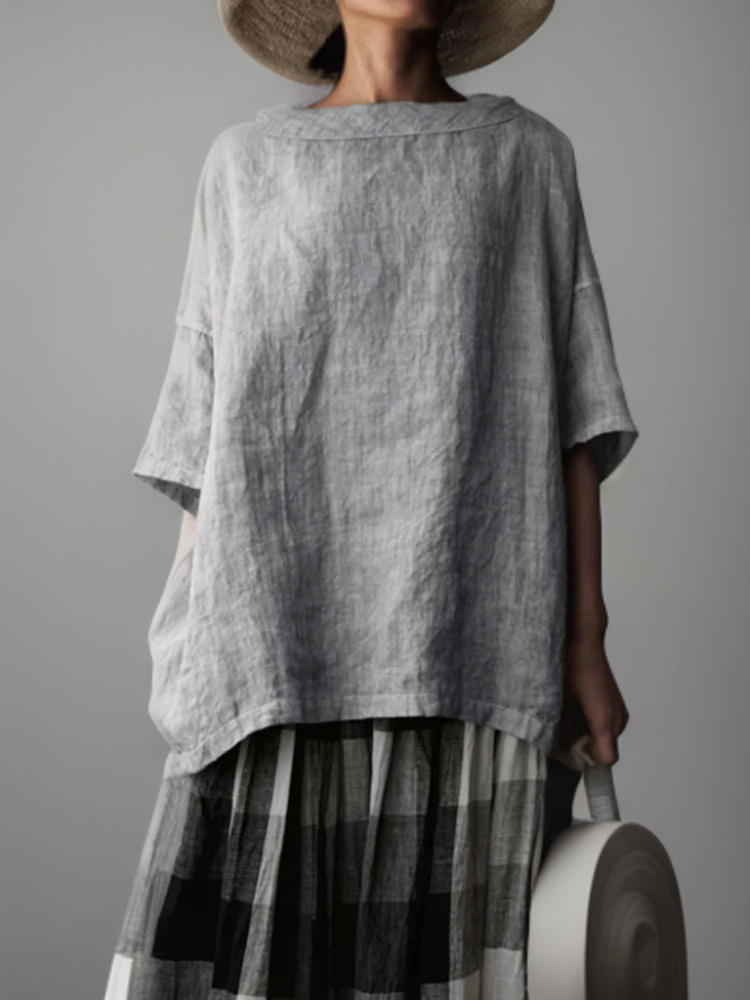Viktoria┃Vintage oversized tunic with boat neck
