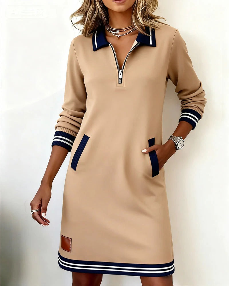 NATALIE – SPORT CHIC ZIP COLLAR DRESS