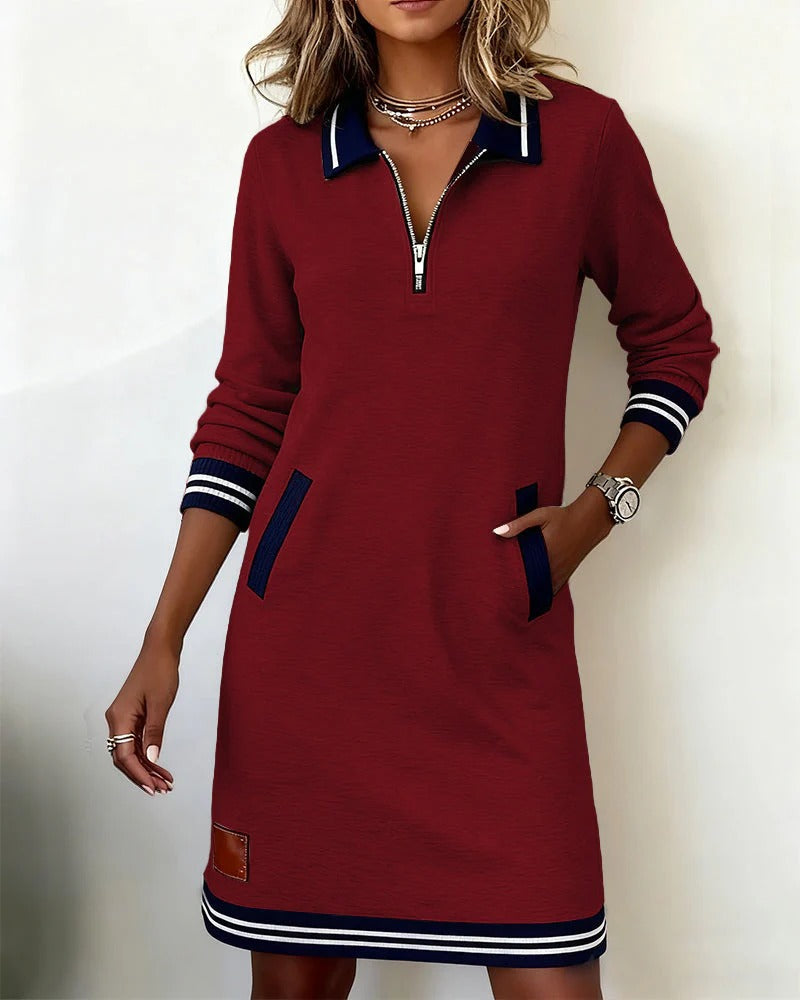 NATALIE – SPORT CHIC ZIP COLLAR DRESS