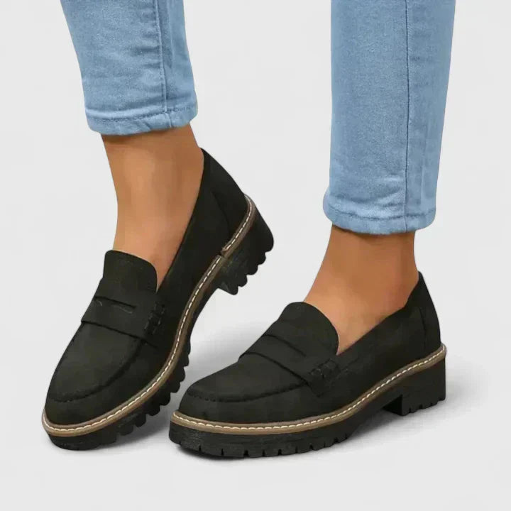 Charlotte | Womens Slip On Chunky Loafer Shoes