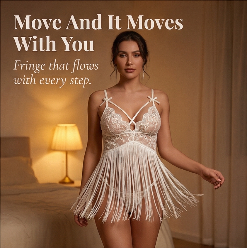 Inara – Women's Lace Tassel Suspender Dress Set