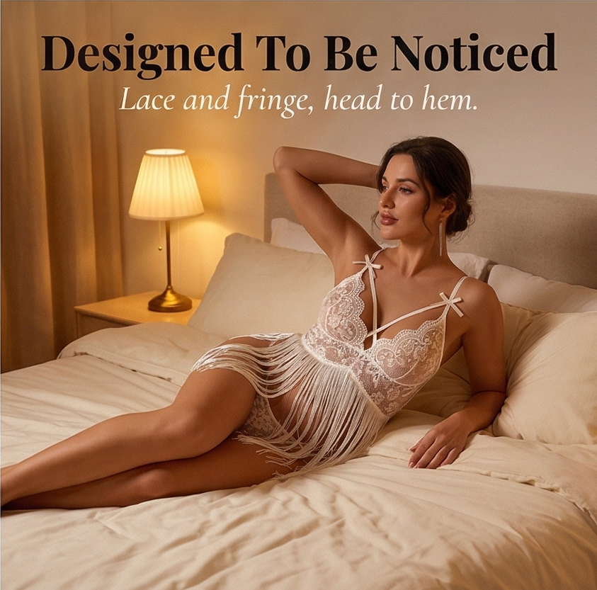 Inara – Women's Lace Tassel Suspender Dress Set