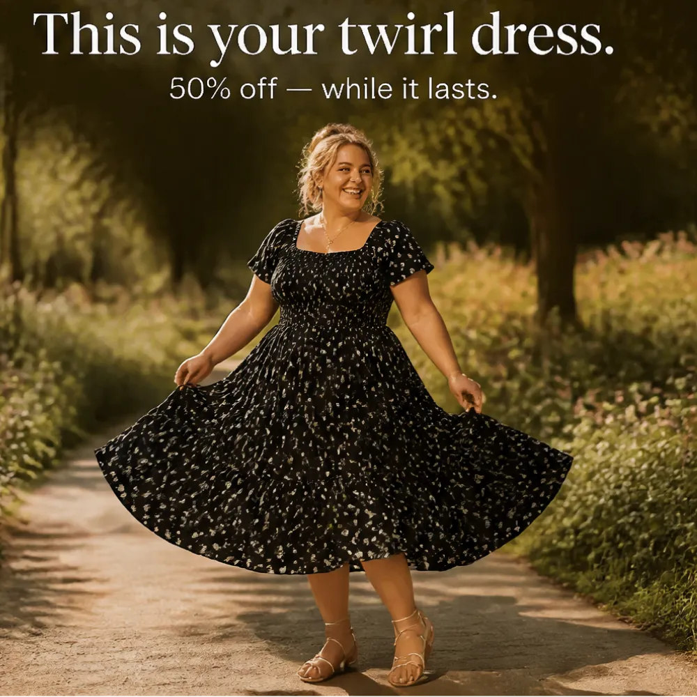Florenza – Square Neck Floral Midi Dress with Smocked Bodice & Tiered Skirt