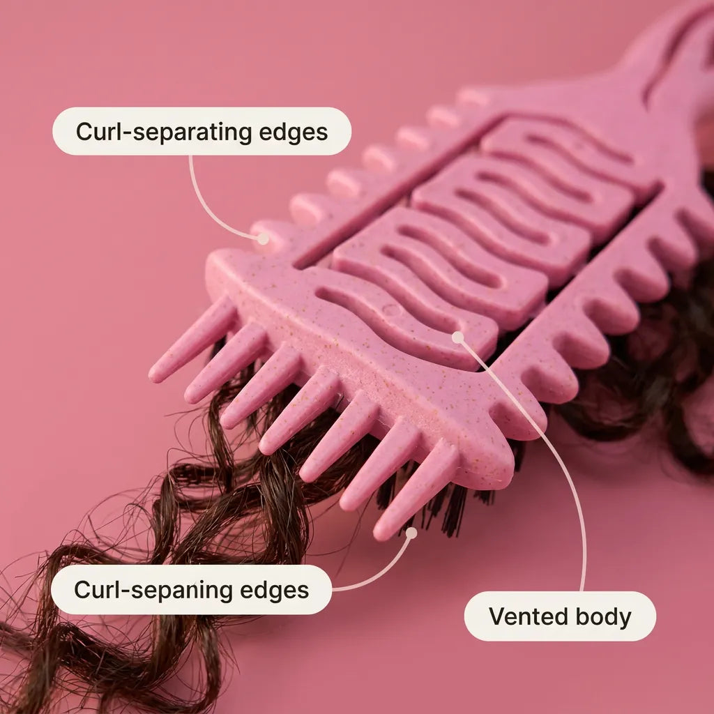 Curliza – Ventilated Curly Hair Brush with Boar Bristles for Defined Ringlets