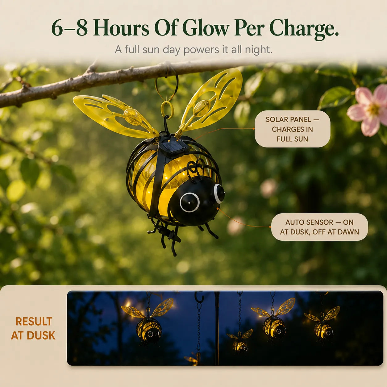 Beeloom – Solar Hanging Bee Lamp for Garden