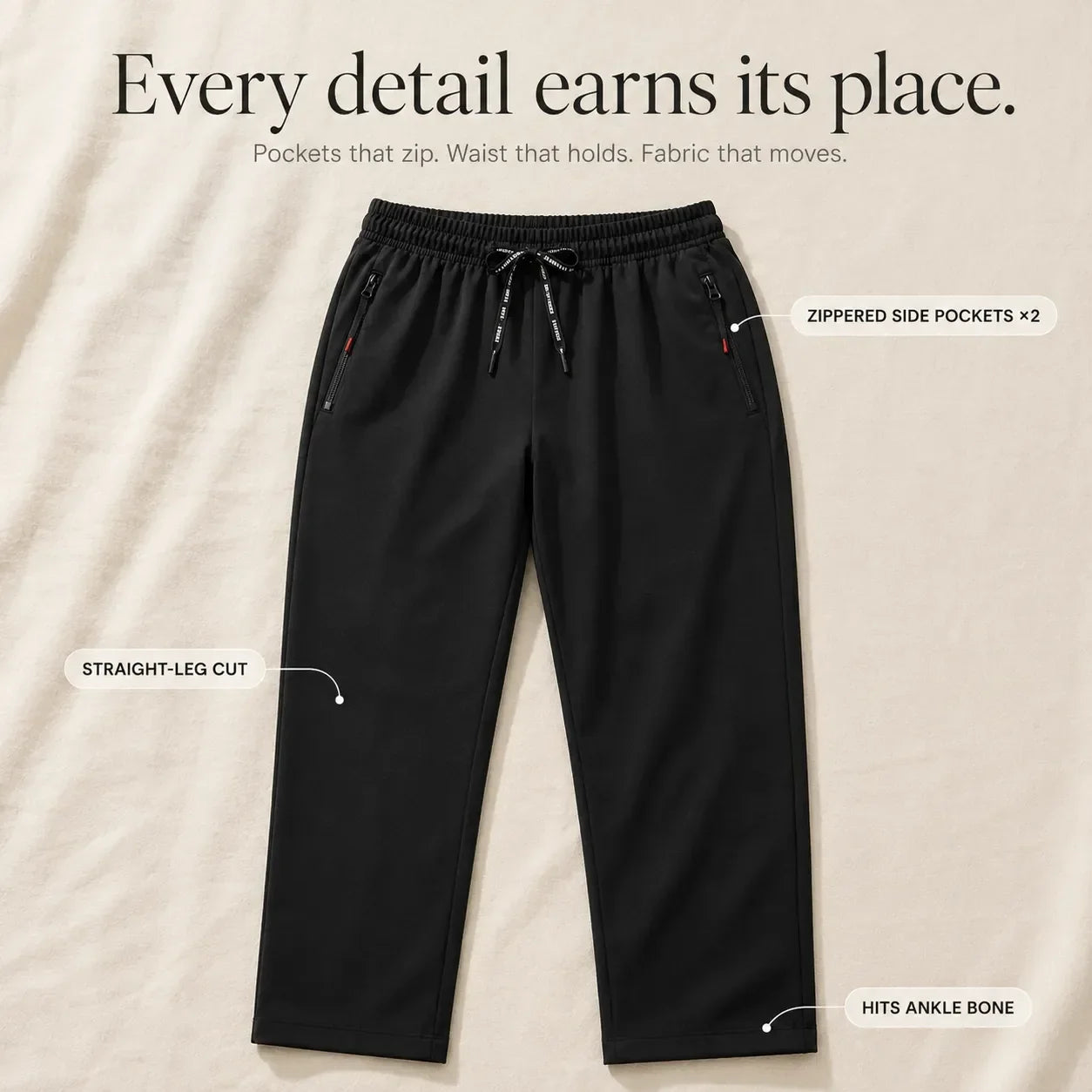 Aerelle – Women's Lightweight High Waist Pants with Zip Pockets