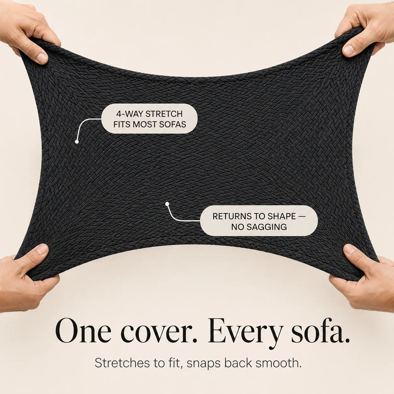 Covella – Stretch Jacquard polyester Sofa Cover with Anti-Slip Foam Rods