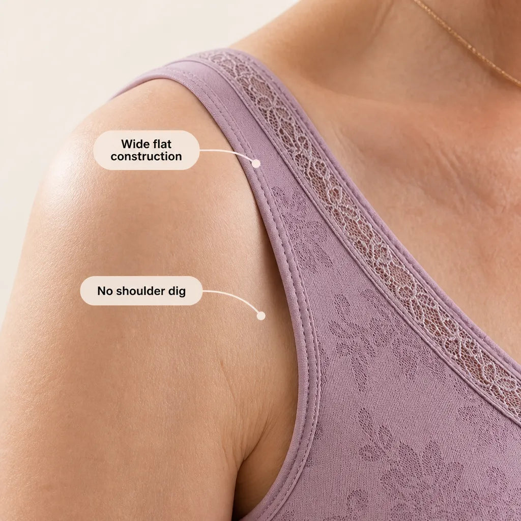 Aluvelle – Wireless Lift Bra with Breathable Mesh & Lace-look V-Neck