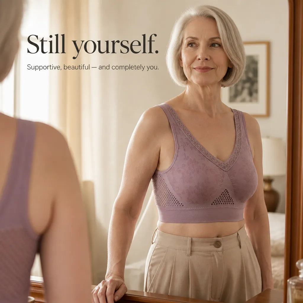 Aluvelle – Wireless Lift Bra with Breathable Mesh & Lace-look V-Neck