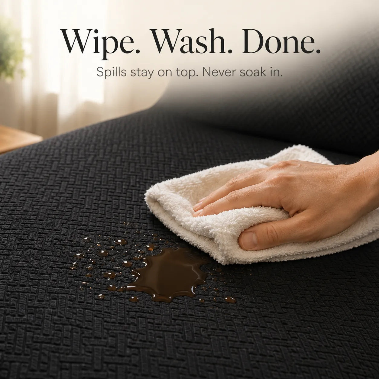 Covella – Stretch Jacquard polyester Sofa Cover with Anti-Slip Foam Rods