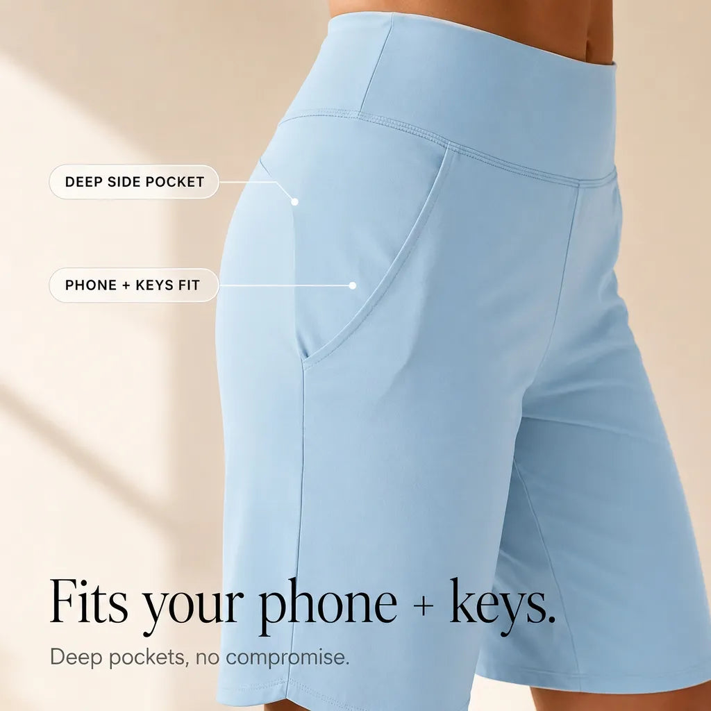 Brisella – Knee Length Wide Leg Cooling Shorts with Pockets for Women