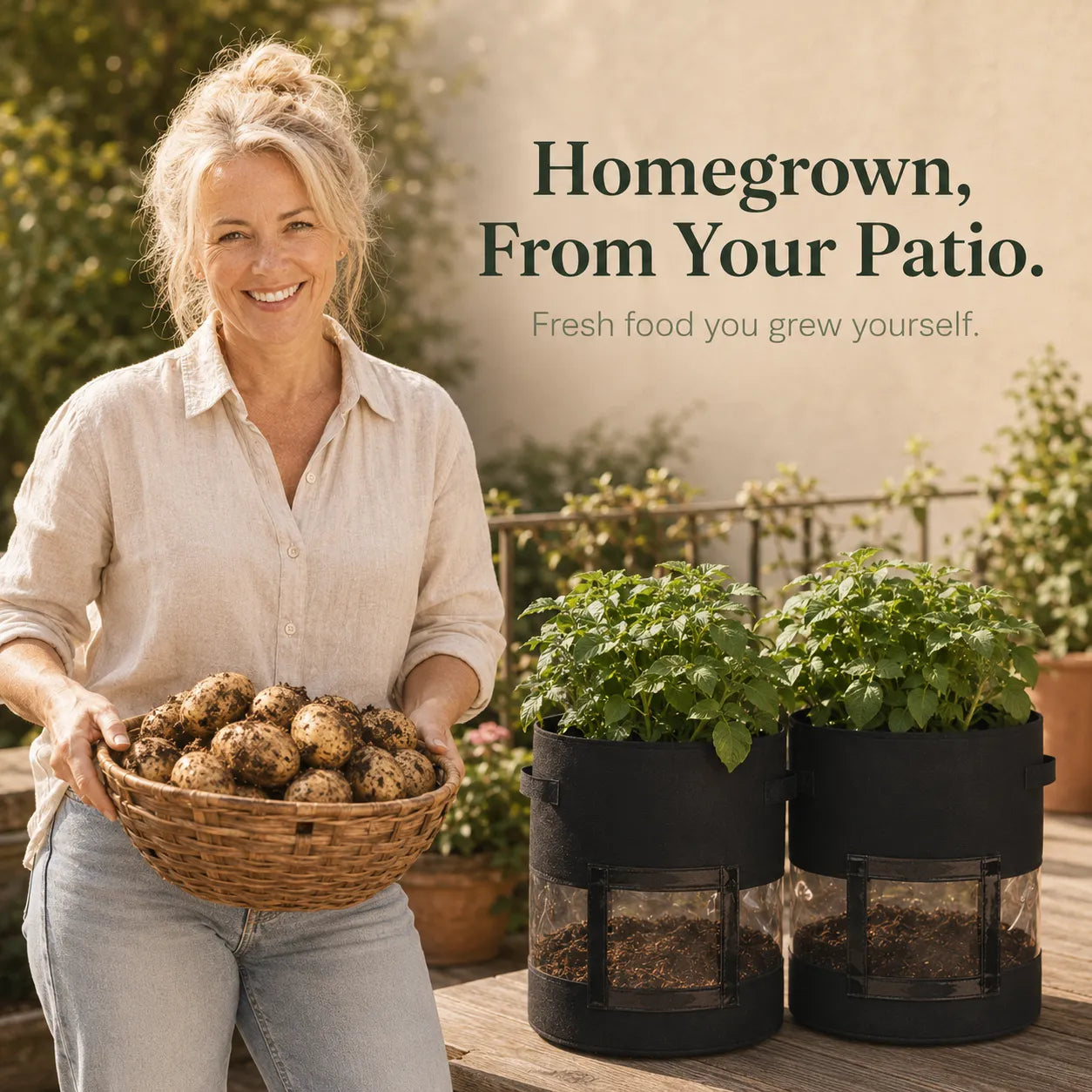 Growvia – Potato Grow Bag with Clear Harvest Window