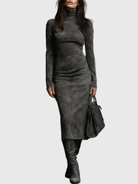 Rose | Elegant Midi Suede Dress