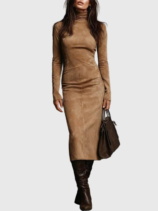Rose | Elegant Midi Suede Dress