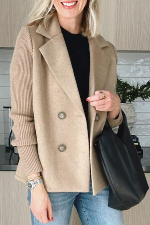 PATRICIA – DOUBLE-BREASTED KNIT SLEEVE BLAZER