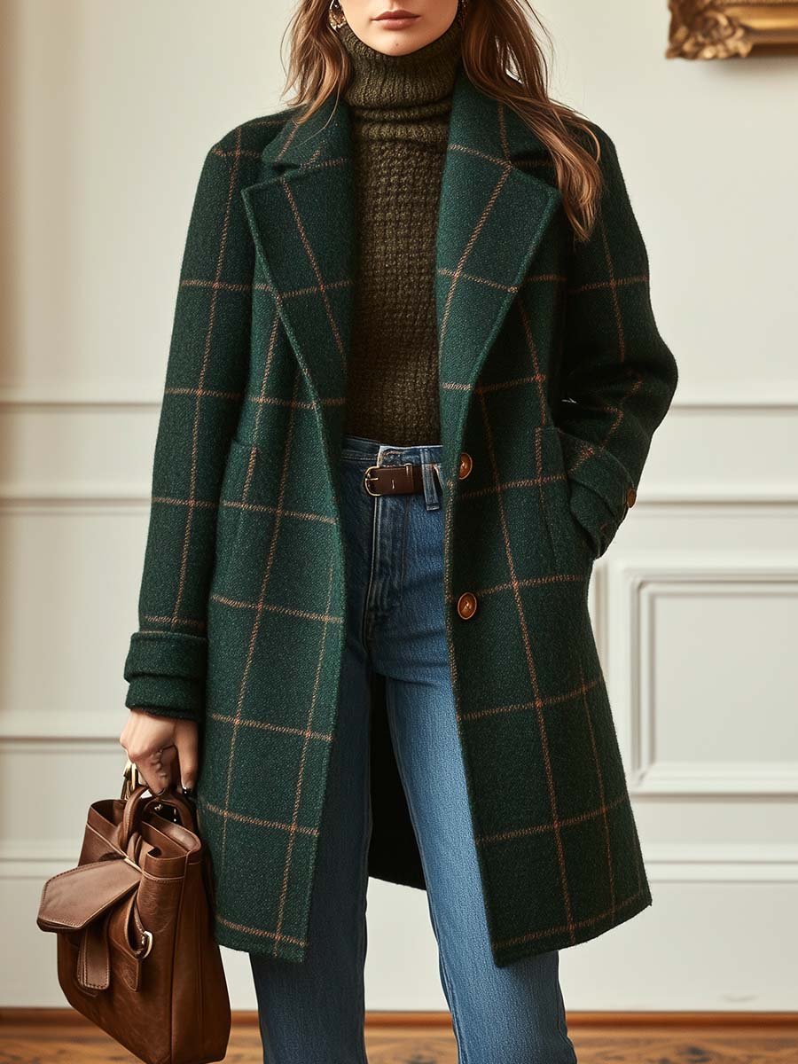 Valeriya™ | Elegant Checked Wool Coat