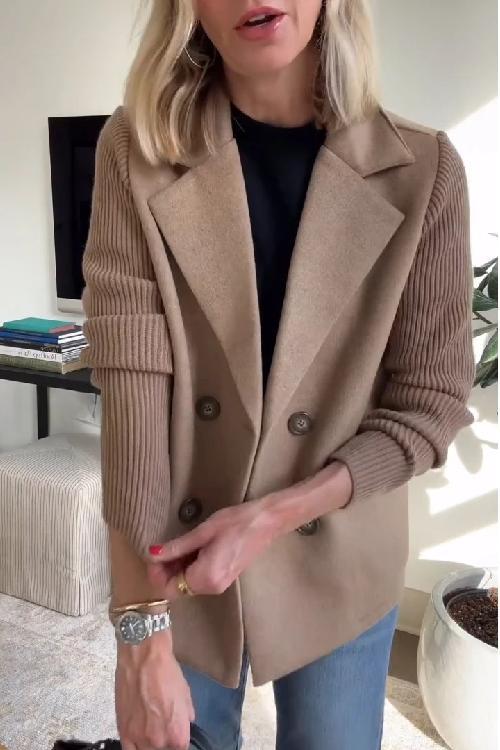 PATRICIA – DOUBLE-BREASTED KNIT SLEEVE BLAZER