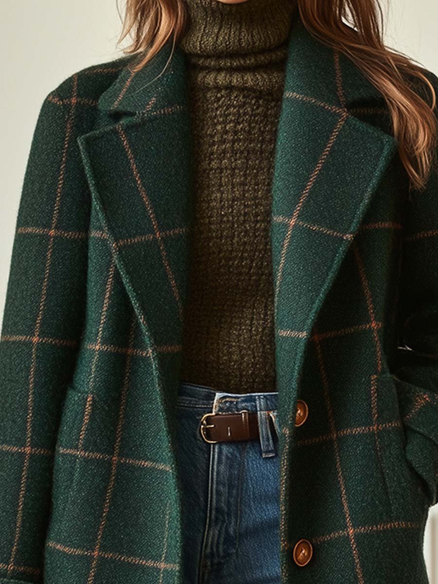 Valeriya™ | Elegant Checked Wool Coat