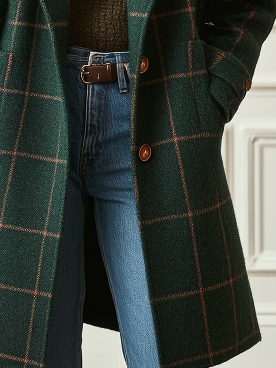 Valeriya™ | Elegant Checked Wool Coat