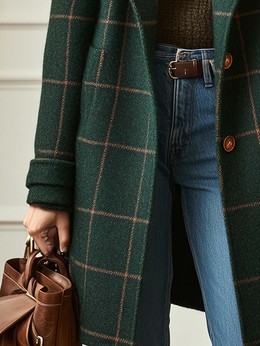 Valeriya™ | Elegant Checked Wool Coat