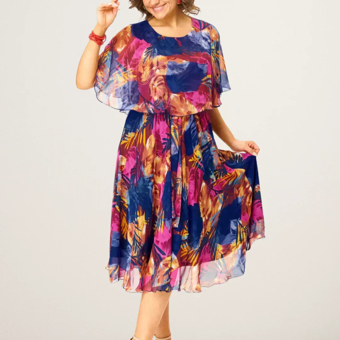 Yvonne - Elegant Midi Dress in Kimono Style