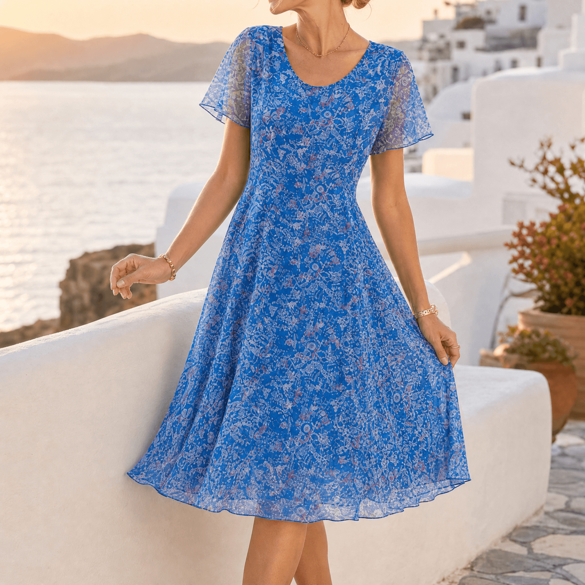 Kynara – Women's Flutter-Sleeve Fit-and-Flare Dress