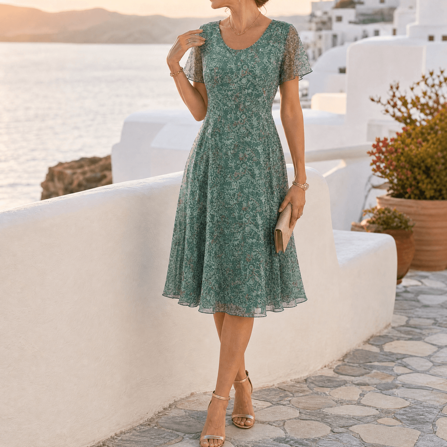 Kynara – Women's Flutter-Sleeve Fit-and-Flare Dress
