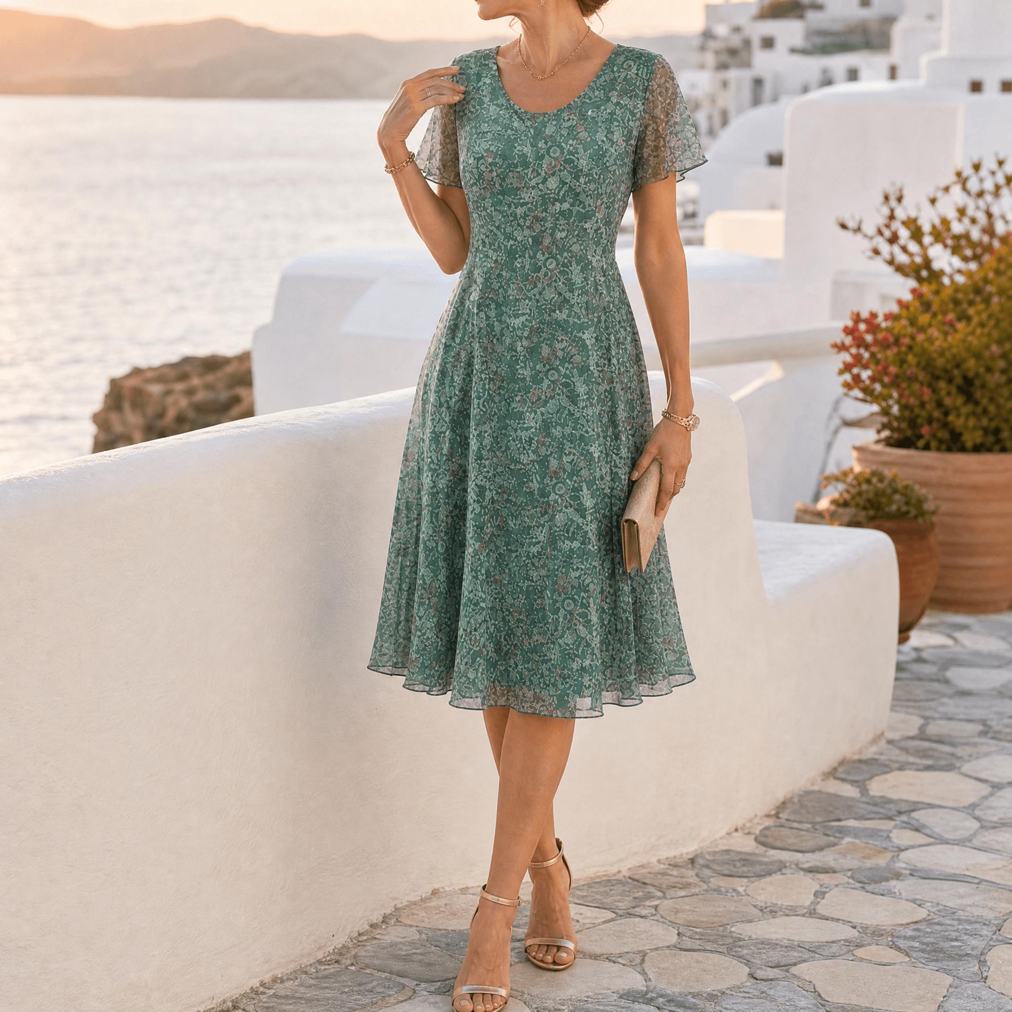 Kynara – Women's Flutter-Sleeve Fit-and-Flare Dress