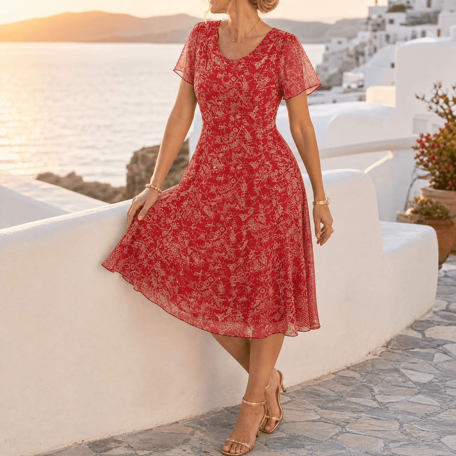 Kynara – Women's Flutter-Sleeve Fit-and-Flare Dress