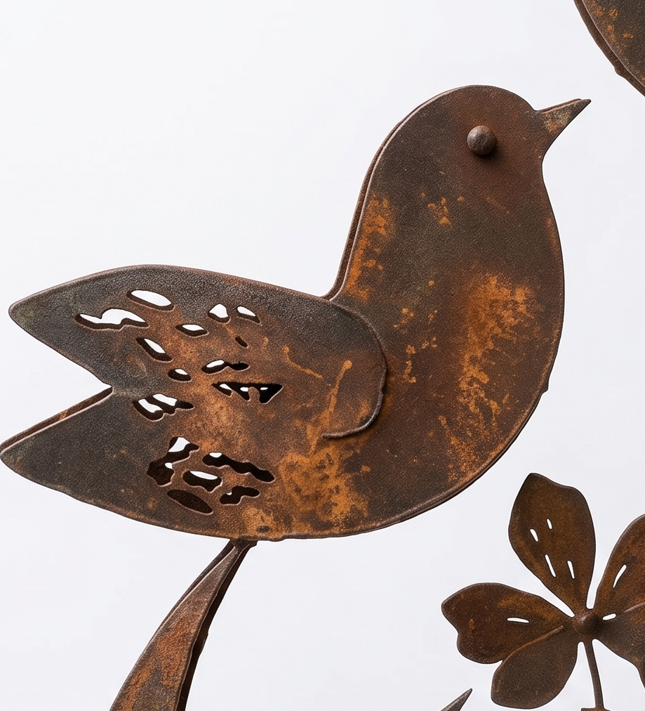Lark & Iron – Rustic Bird & Wildflower Garden Stake