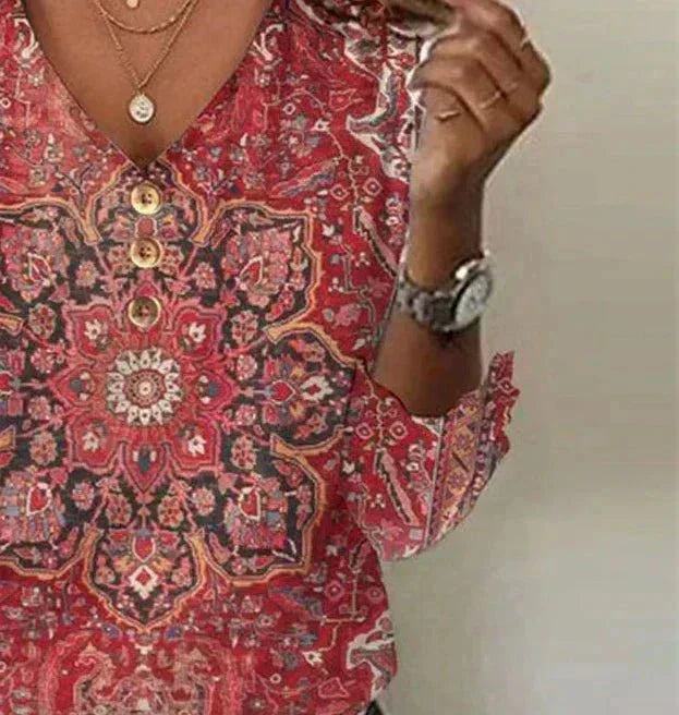 Audrey | Women’s Bohemian Print Blouse Oriental Style