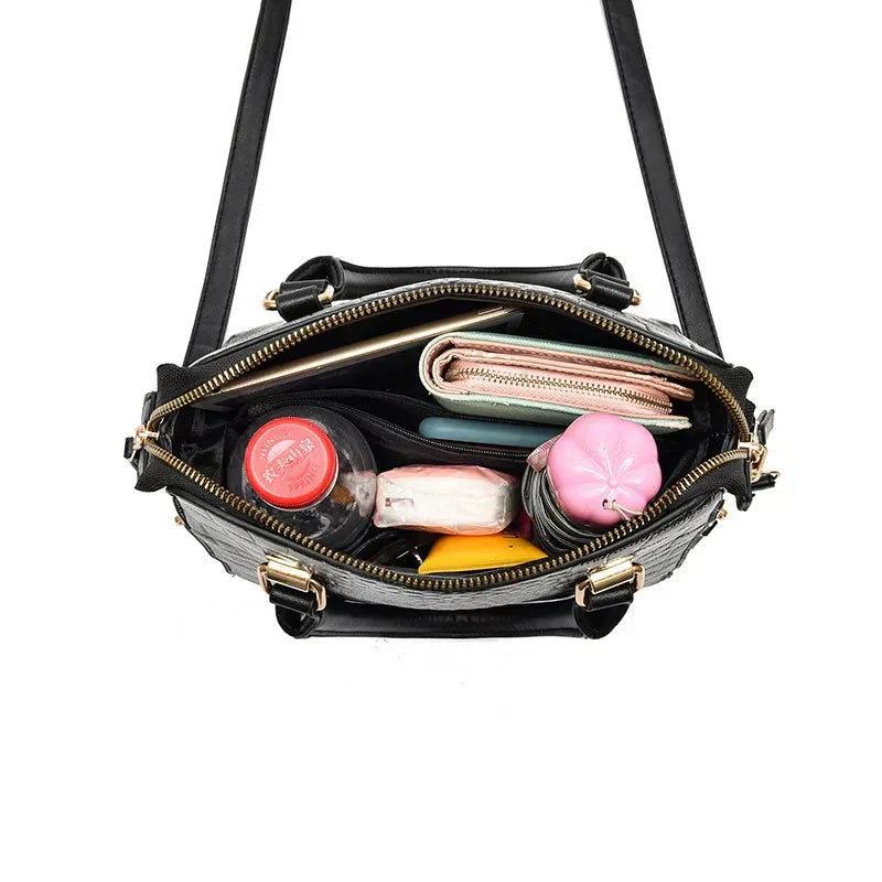 Crocodile-Embossed Leather Bag