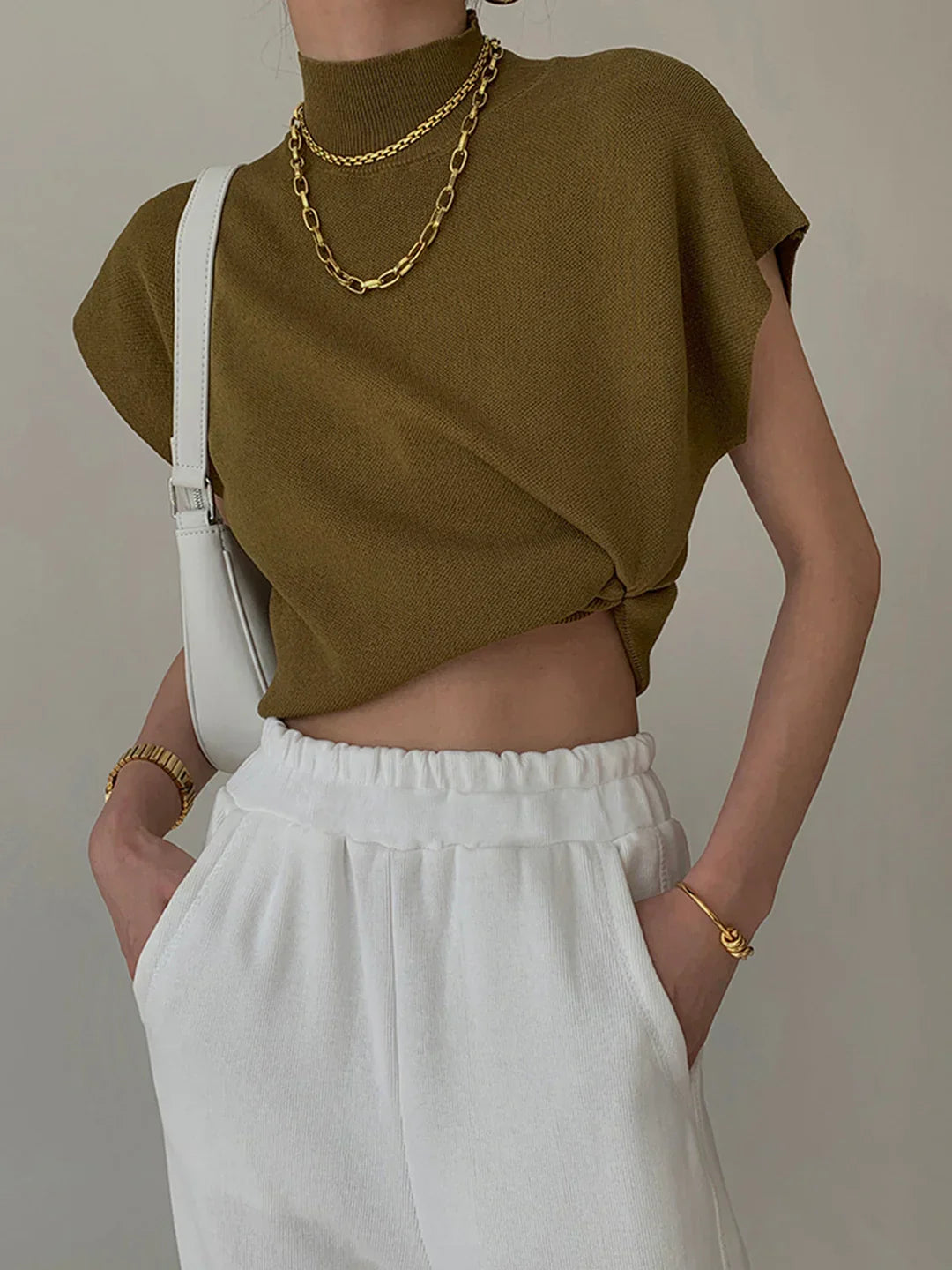 Claire | Women's Mock Neck Short Sleeve Casual Top
